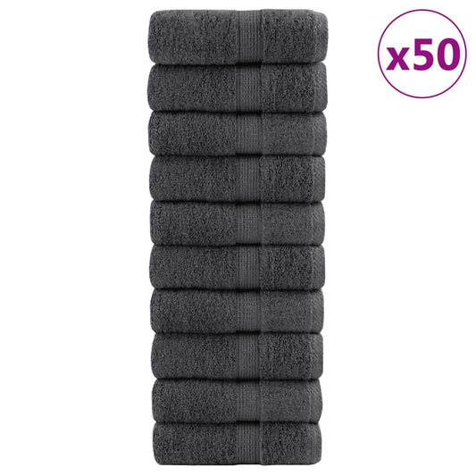 Premium Guest Towels 50pcs Anthracite 30x50cm 600gsm 100% Cotton