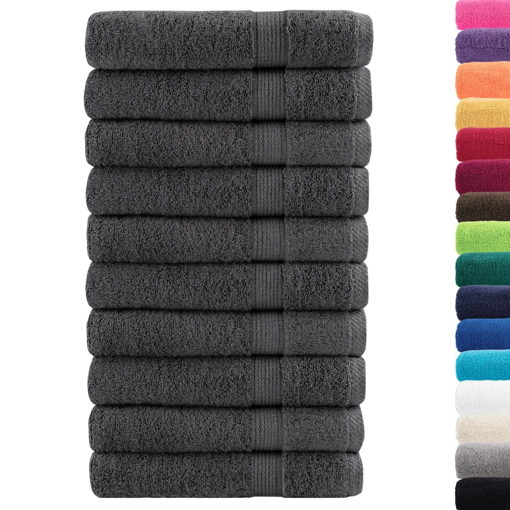 Premium Towels 10pcs Anthracite 100x200cm 600gsm 100% Cotton