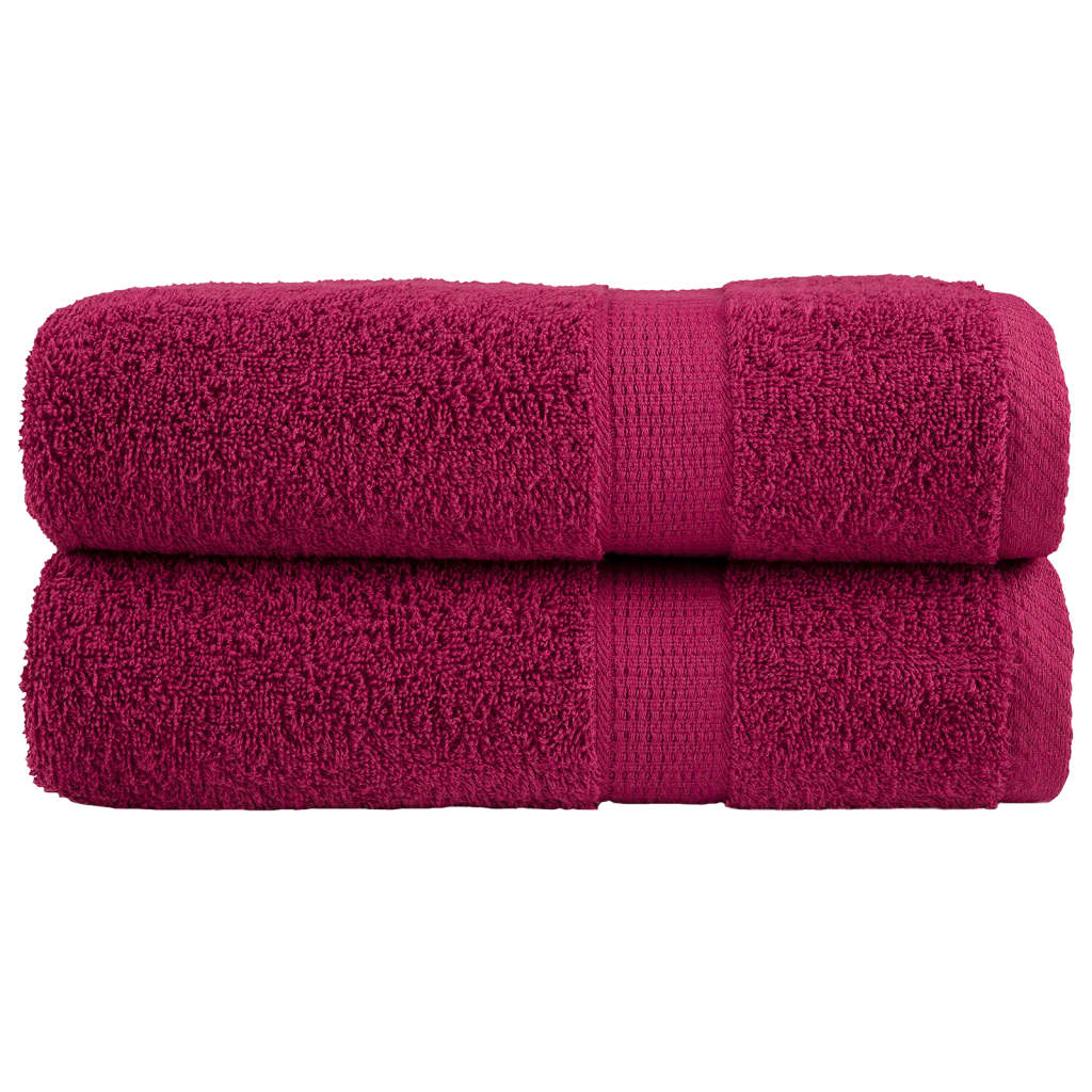 Premium Bath Towels 2pcs Bordeaux 100x150cm 600gsm 100% Cotton