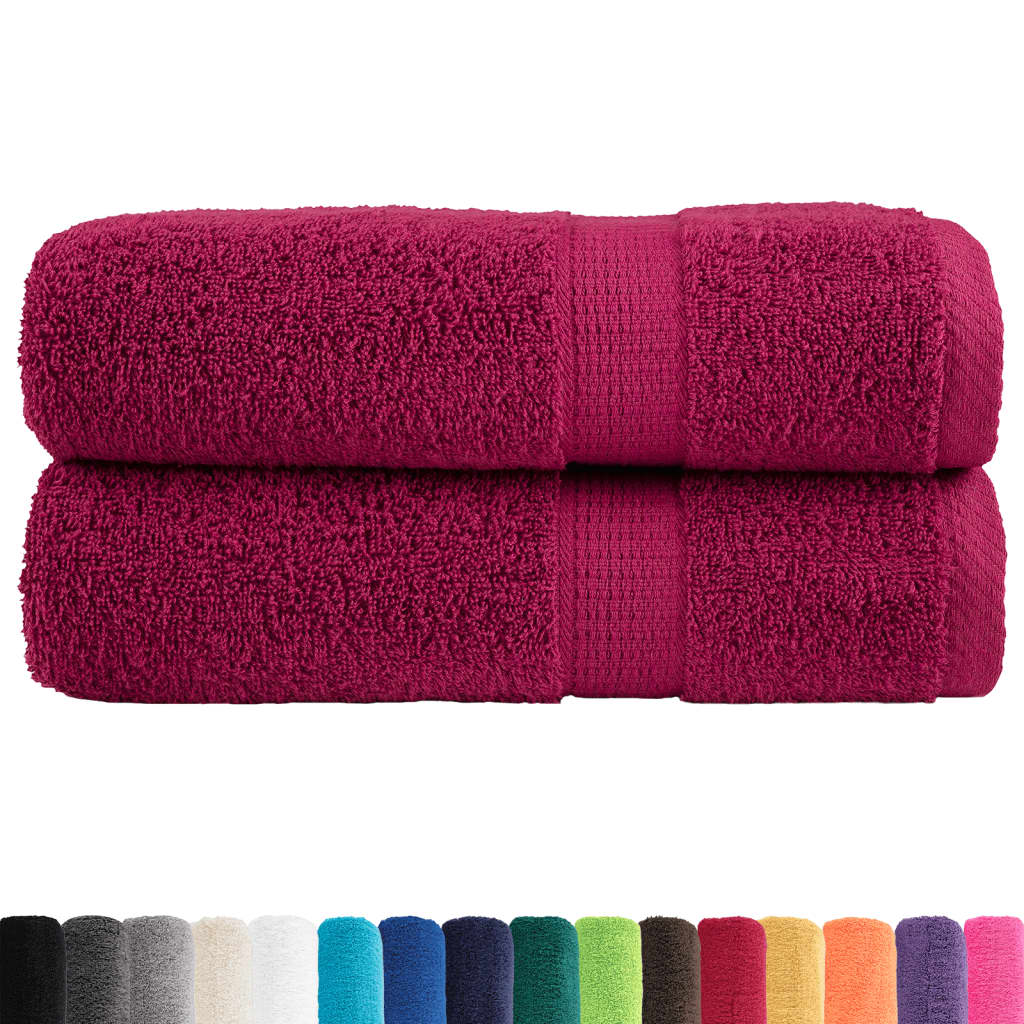 Premium Bath Towels 2pcs Bordeaux 100x150cm 600gsm 100% Cotton