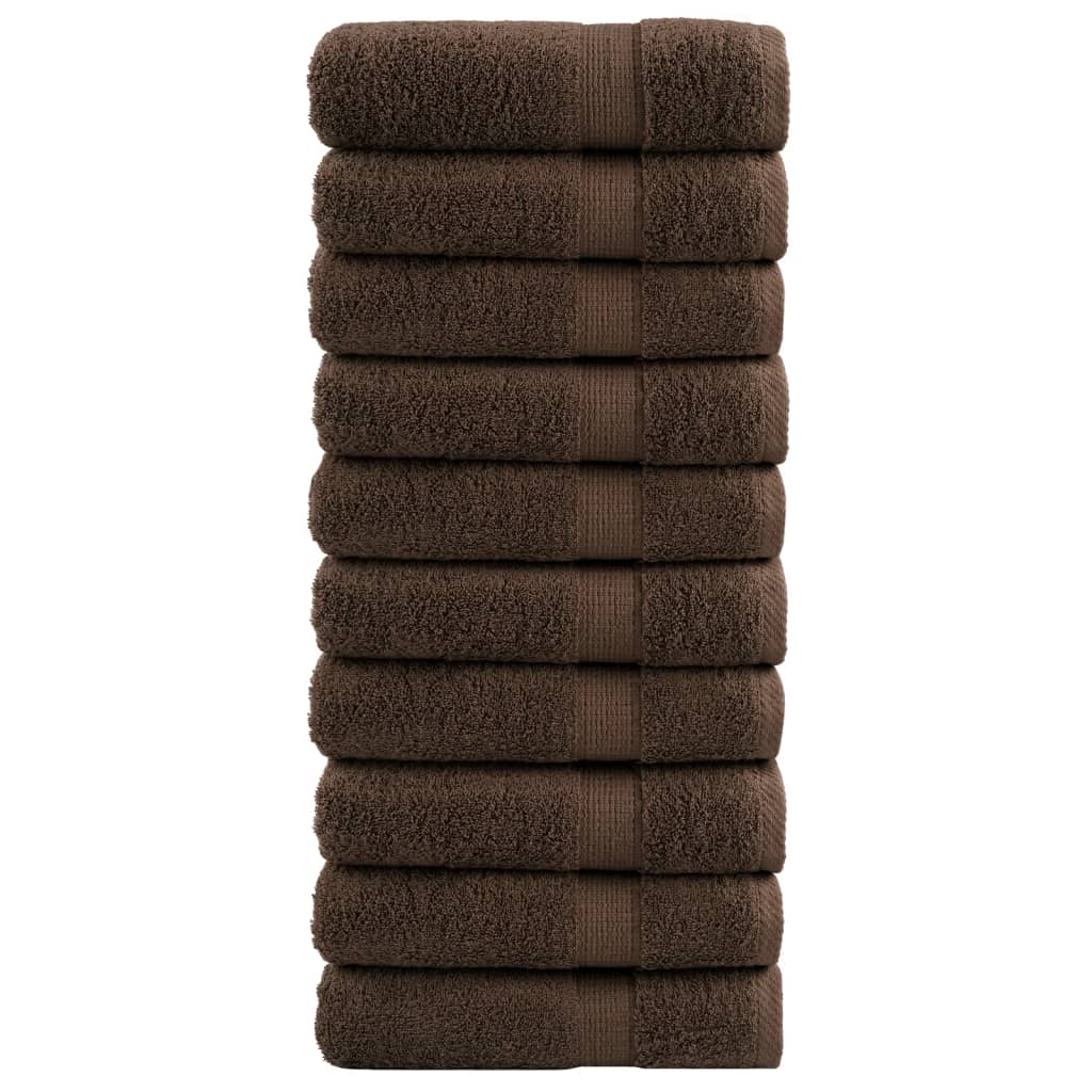 Premium Bath Towels 10pcs Brown 100x150cm 600gsm 100% Cotton