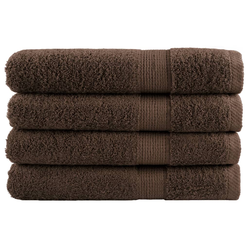 Premium Towels SOLUND 4pcs Brown 100x200cm 600gsm