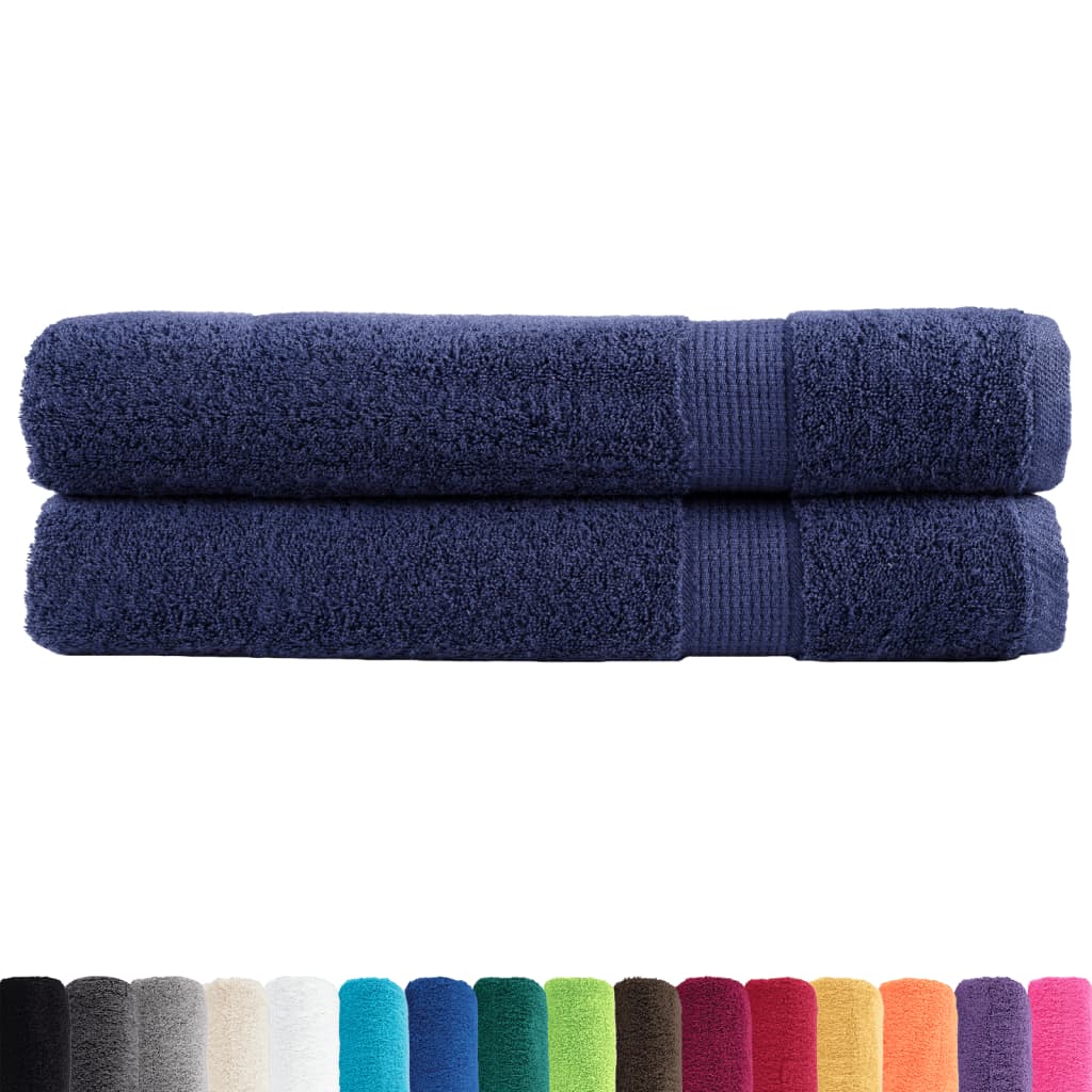 Premium Sauna Towels 2pcs Navy Blue 80x200cm 600gsm 100% Cotton