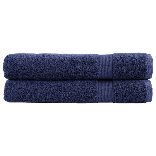 Premium Towels 2pcs Navy Blue 100x200cm 600gsm 100% Cotton