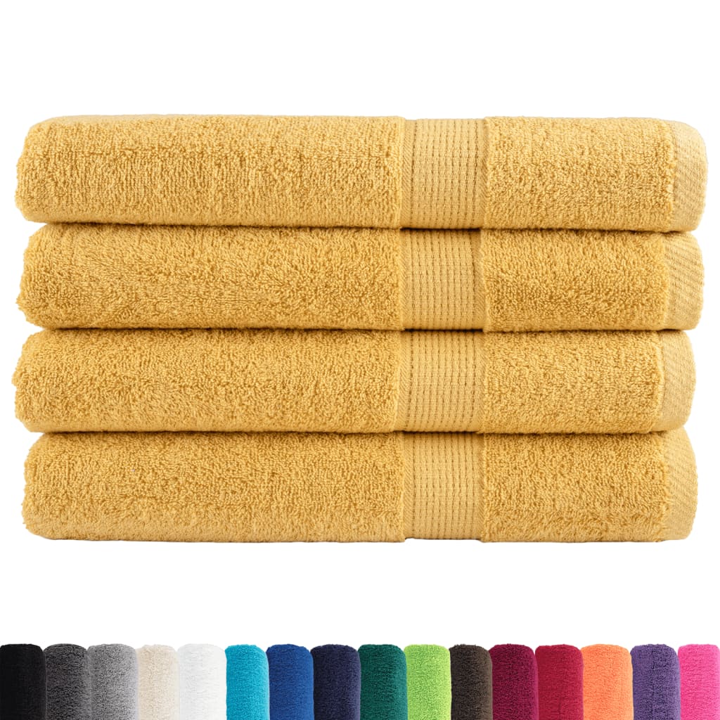 Premium Sauna Towels 4pcs Gold 80x200cm 600gsm 100% Cotton