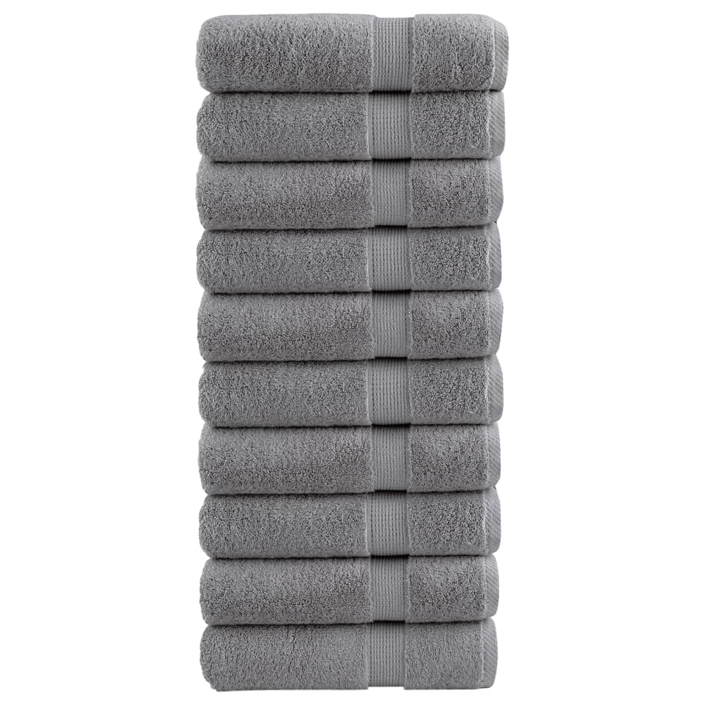 Premium Hand Towels 10pcs Grey 50x100cm 600gsm 100% Cotton