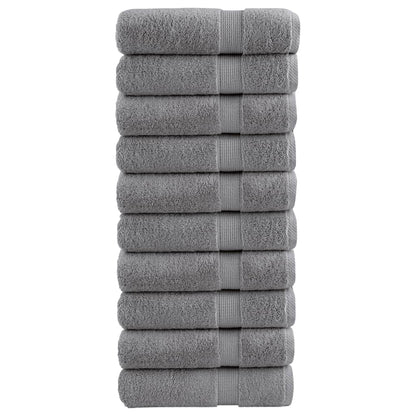 Premium Hand Towels 10pcs Grey 50x100cm 600gsm 100% Cotton