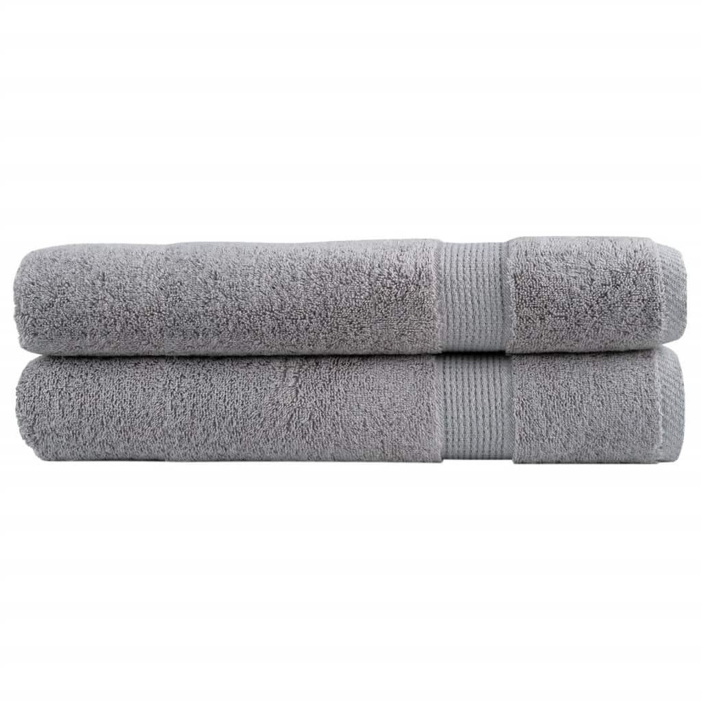 Premium Towels 2pcs Grey 100x200cm 600gsm 100% Cotton