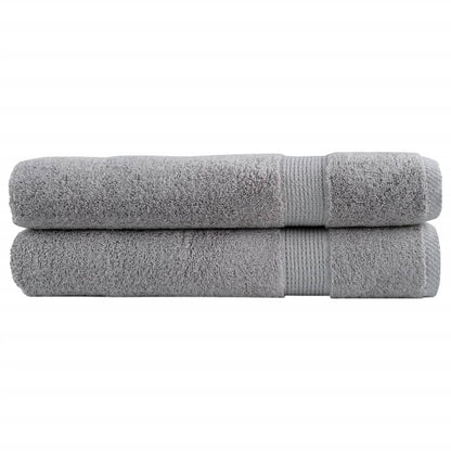 Premium Towels 2pcs Grey 100x200cm 600gsm 100% Cotton