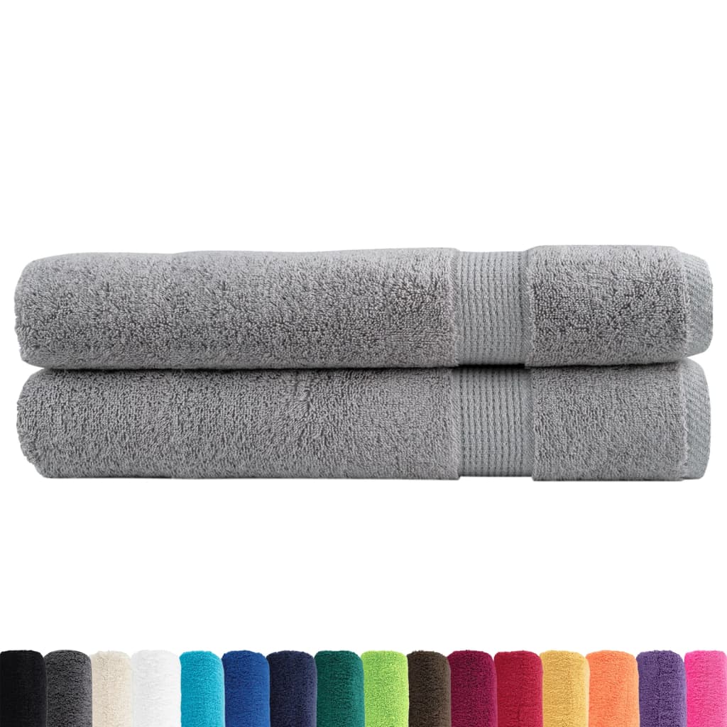 Premium Towels 2pcs Grey 100x200cm 600gsm 100% Cotton