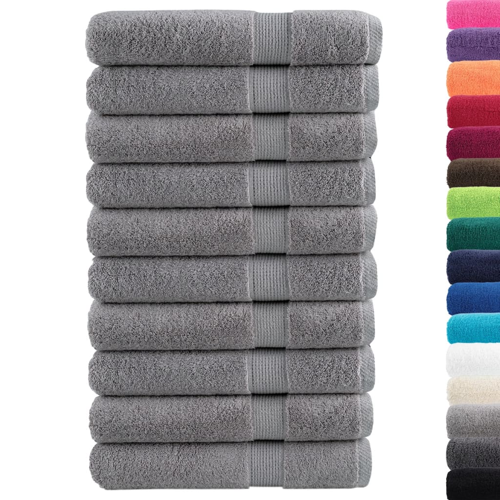 Premium Towels 10pcs Grey 100x200cm 600gsm 100% Cotton