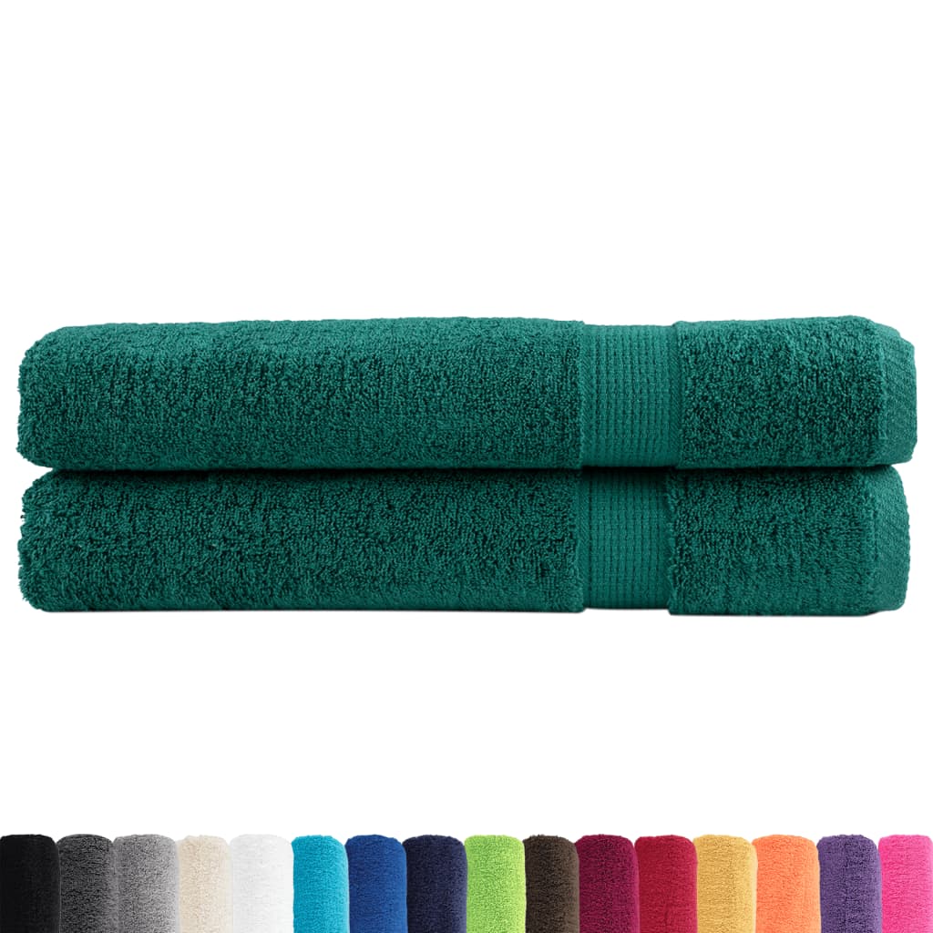 Premium Sauna Towels 2 pcs Green 80x200 cm 600 gsm 100% Cotton