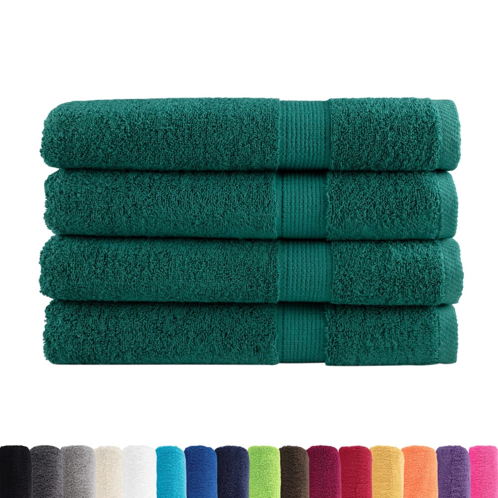 Premium Sauna Towels 4 pcs Green 80x200 cm 600 gsm 100% Cotton