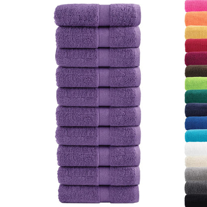 Premium Soap Towels 10 pcs Purple 30x30 cm 600 gsm 100% Cotton