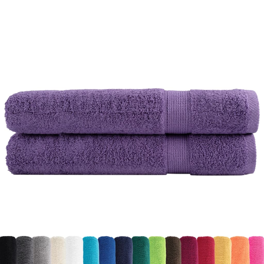 Premium Sauna Towels 2 pcs Purple 80x200 cm 600 gsm 100% Cotton