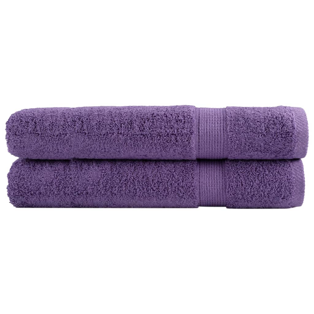 Premium Towels 2 pcs Purple 100x200 cm 600 gsm 100% Cotton