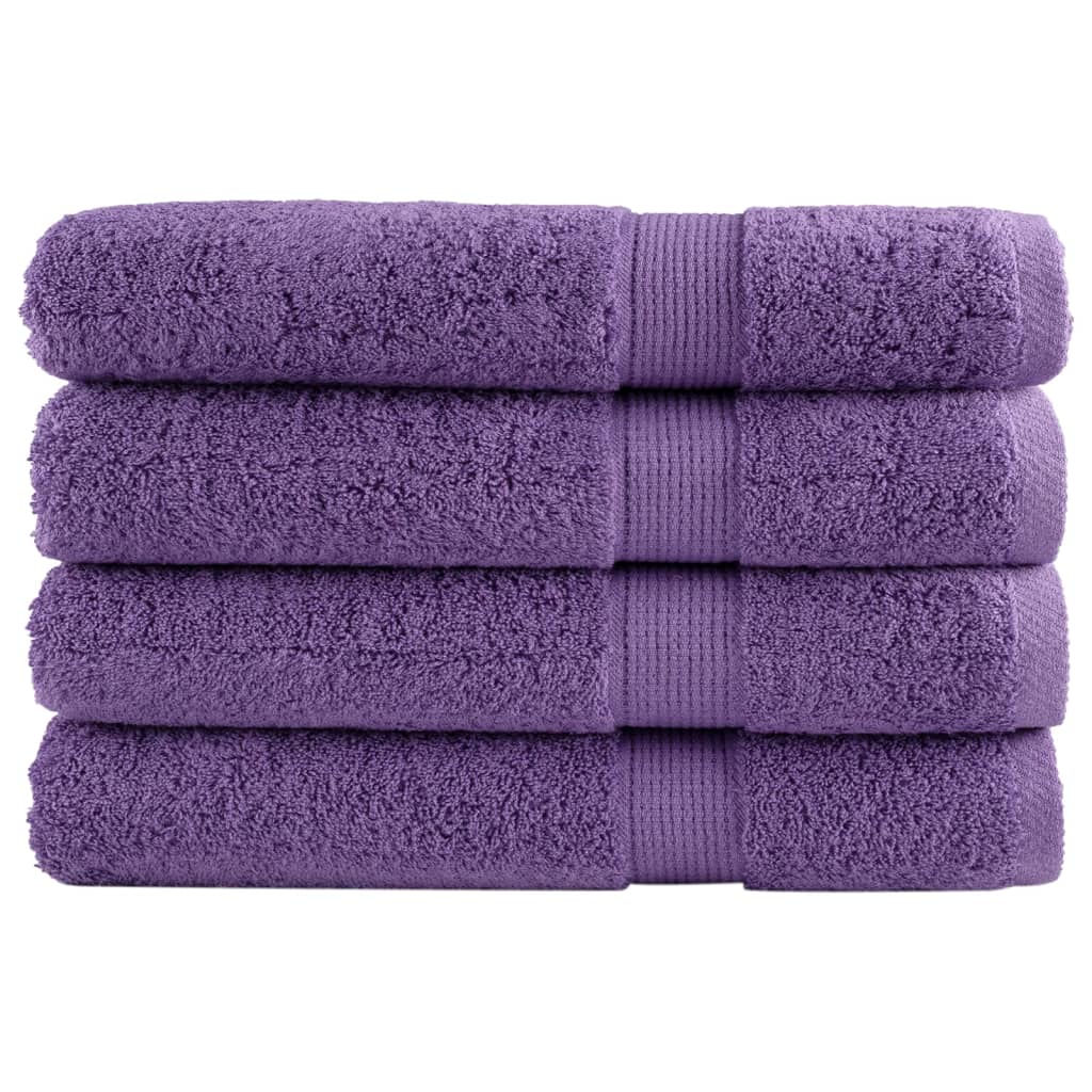 Premium Towels 4 pcs Purple 100x200 cm 600 gsm 100% Cotton