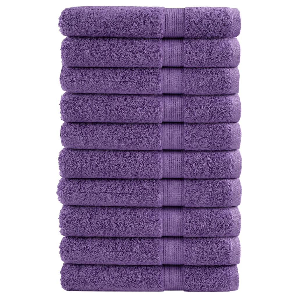 Premium Towels 10 pcs Purple 100x200 cm 600 gsm 100% Cotton