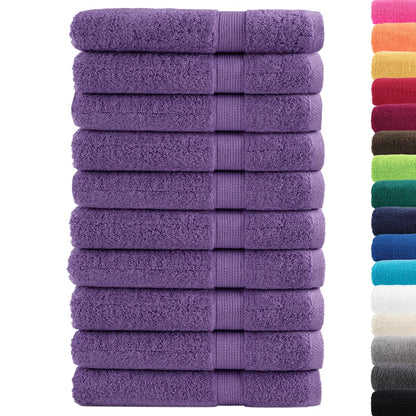 Premium Towels 10 pcs Purple 100x200 cm 600 gsm 100% Cotton