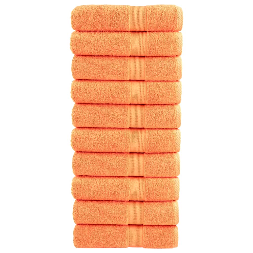 Premium Hand Towels 10 pcs Orange 50x100 cm 600 gsm 100% Cotton