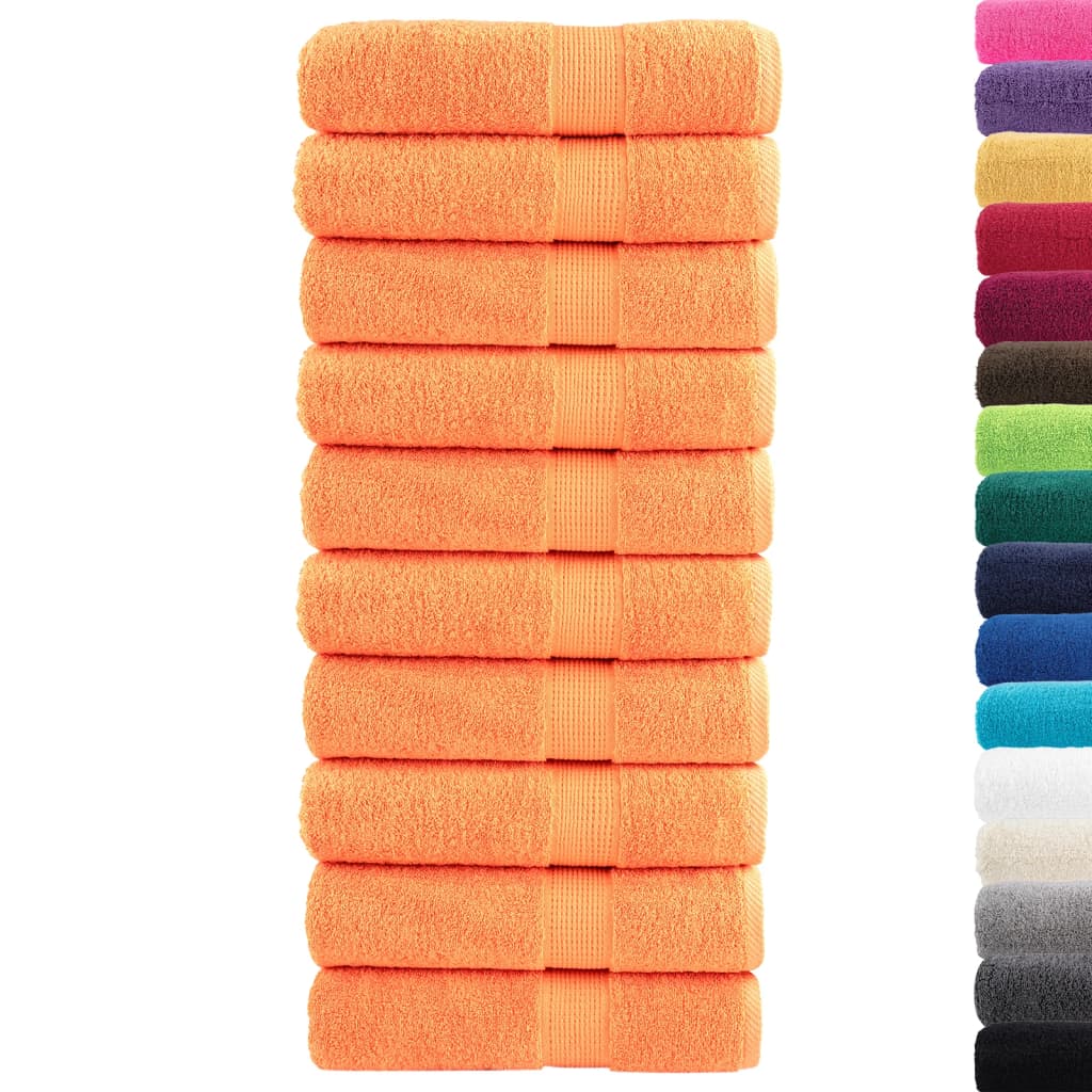 Premium Hand Towels 10 pcs Orange 50x100 cm 600 gsm 100% Cotton