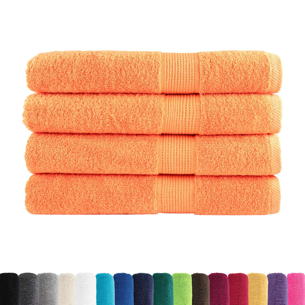 Premium Sauna Towels 4 pcs Orange 80x200 cm 600 gsm 100% Cotton