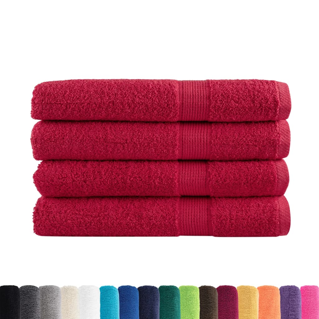 Premium Towels 4 pcs Red 100x200 cm 600 gsm 100% Cotton