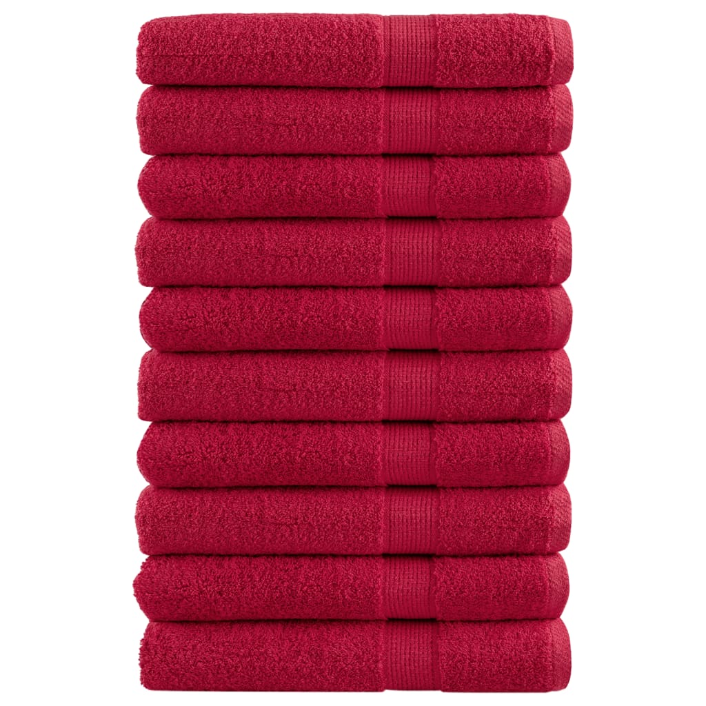 Premium Towels 10 pcs Red 100x200 cm 600 gsm 100% Cotton