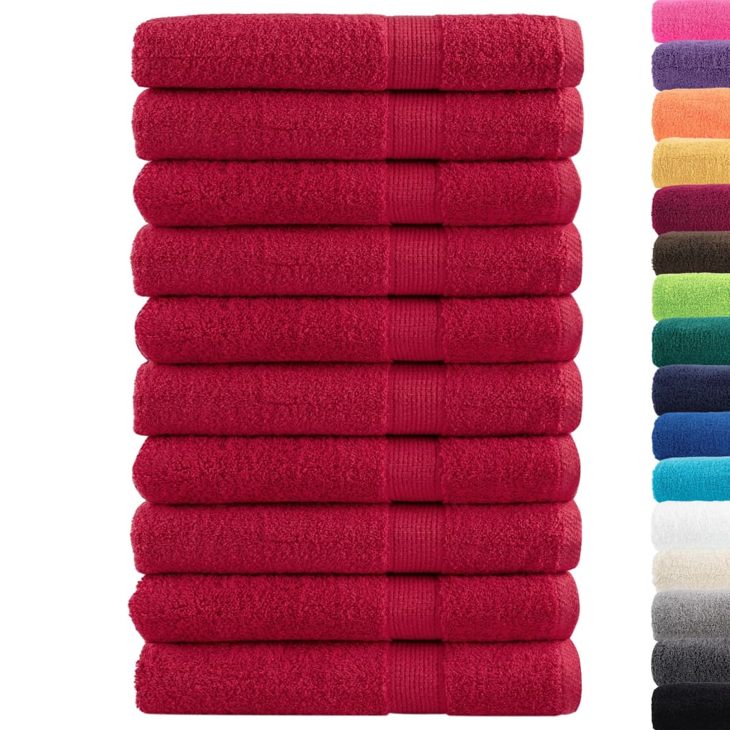 Premium Towels 10 pcs Red 100x200 cm 600 gsm 100% Cotton