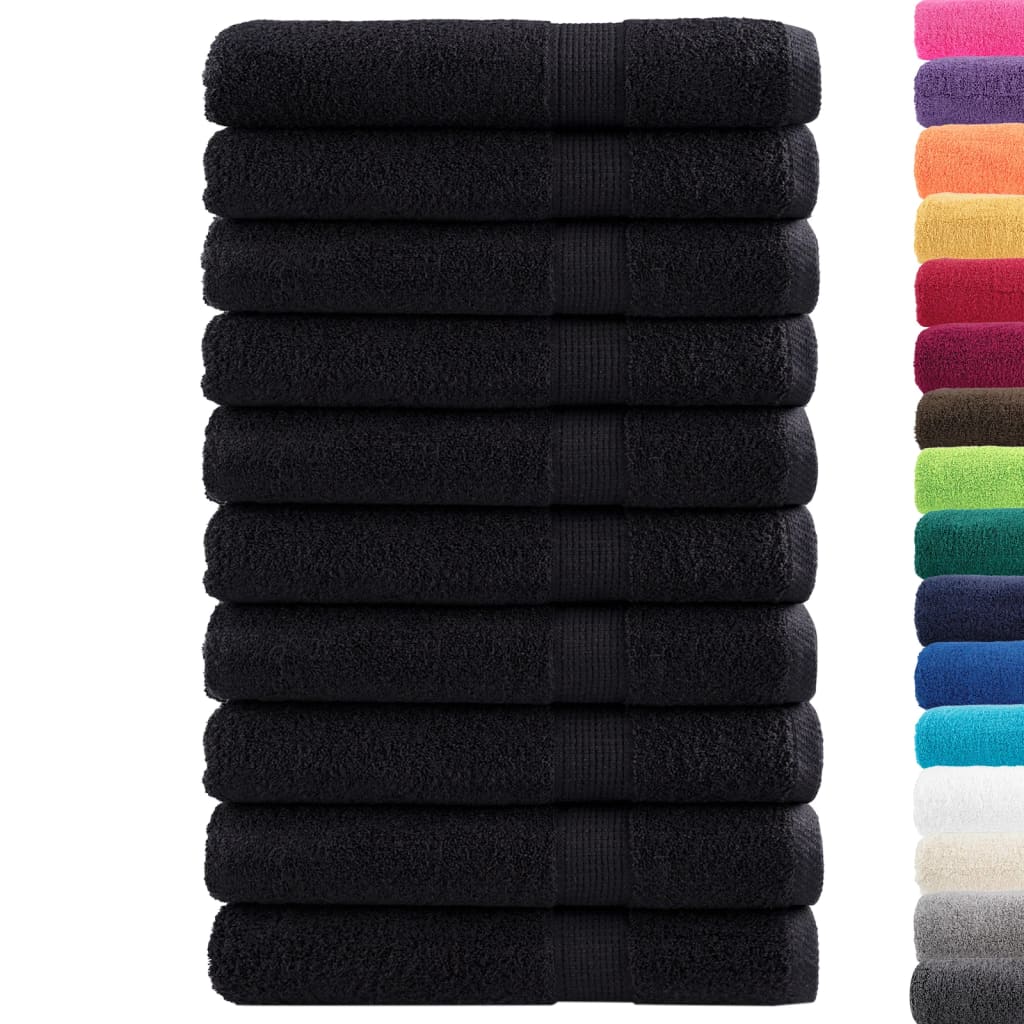 Premium Sauna Towels 10 pcs Black 80x200 cm 600 gsm 100% Cotton