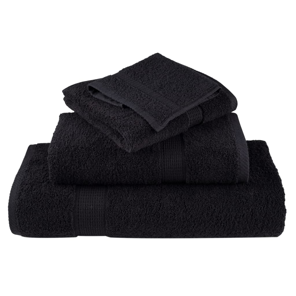 Premium Towels 4 pcs Black 100x200 cm 600 gsm 100% Cotton