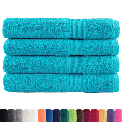 Premium Sauna Towels 4 pcs Turquoise 80x200 cm 600 gsm 100% Cotton