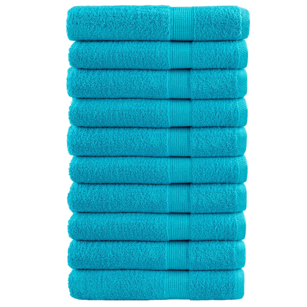 Premium Towels 10 pcs Turquoise 100x200 cm 600 gsm 100% Cotton