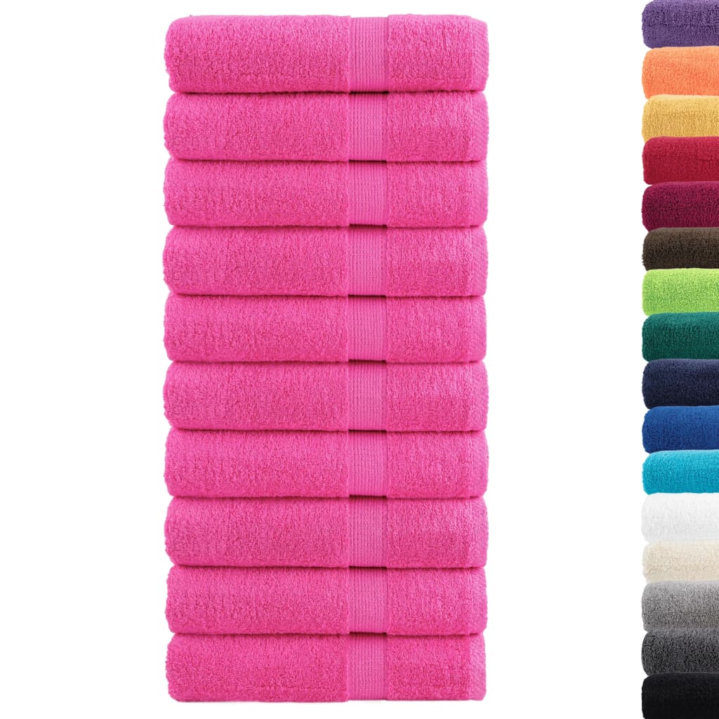 Premium Hand Towels 10 pcs Pink 50x100 cm 600 gsm 100% Cotton