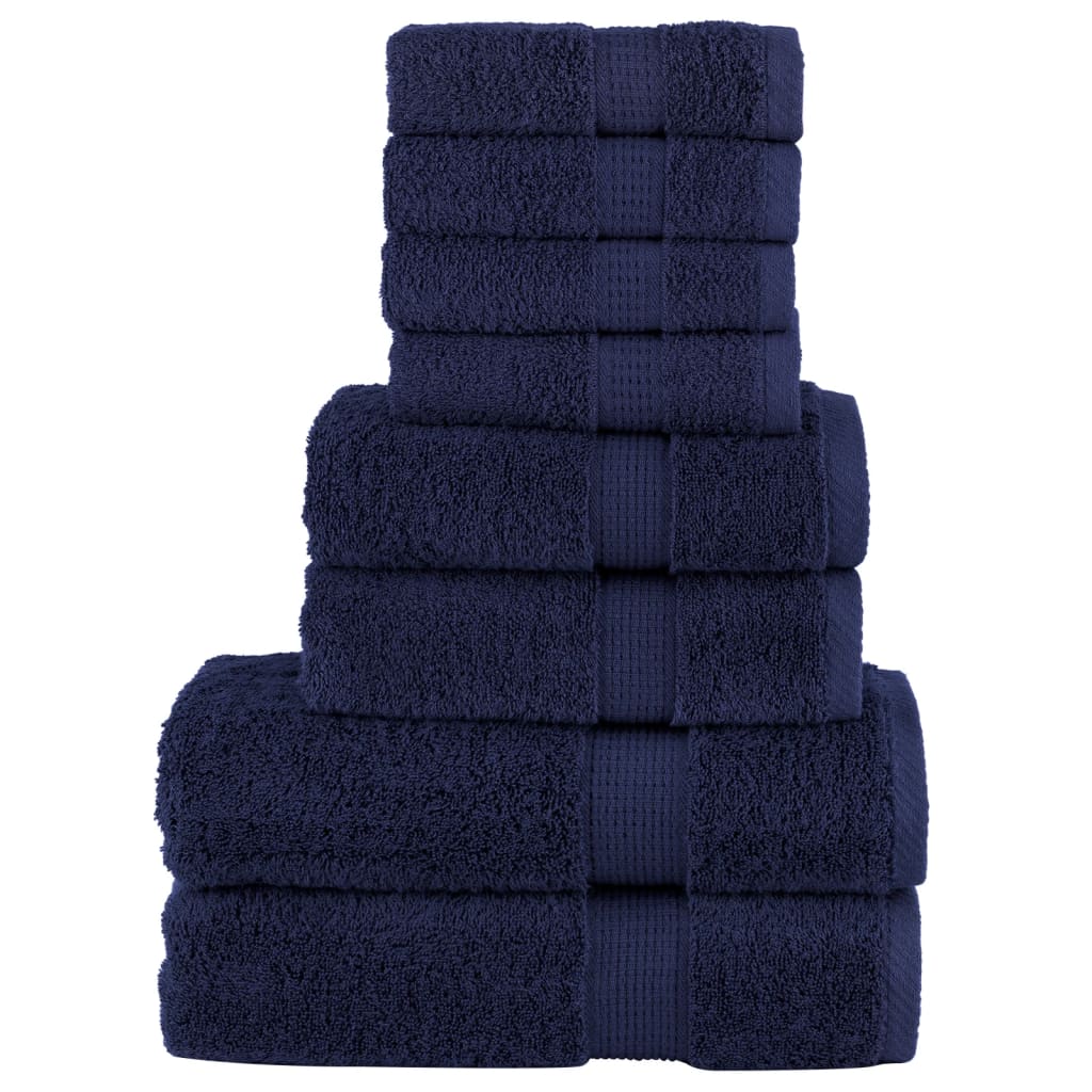 8 Piece Premium Towel Set SOLUND Navy Blue 600 gsm