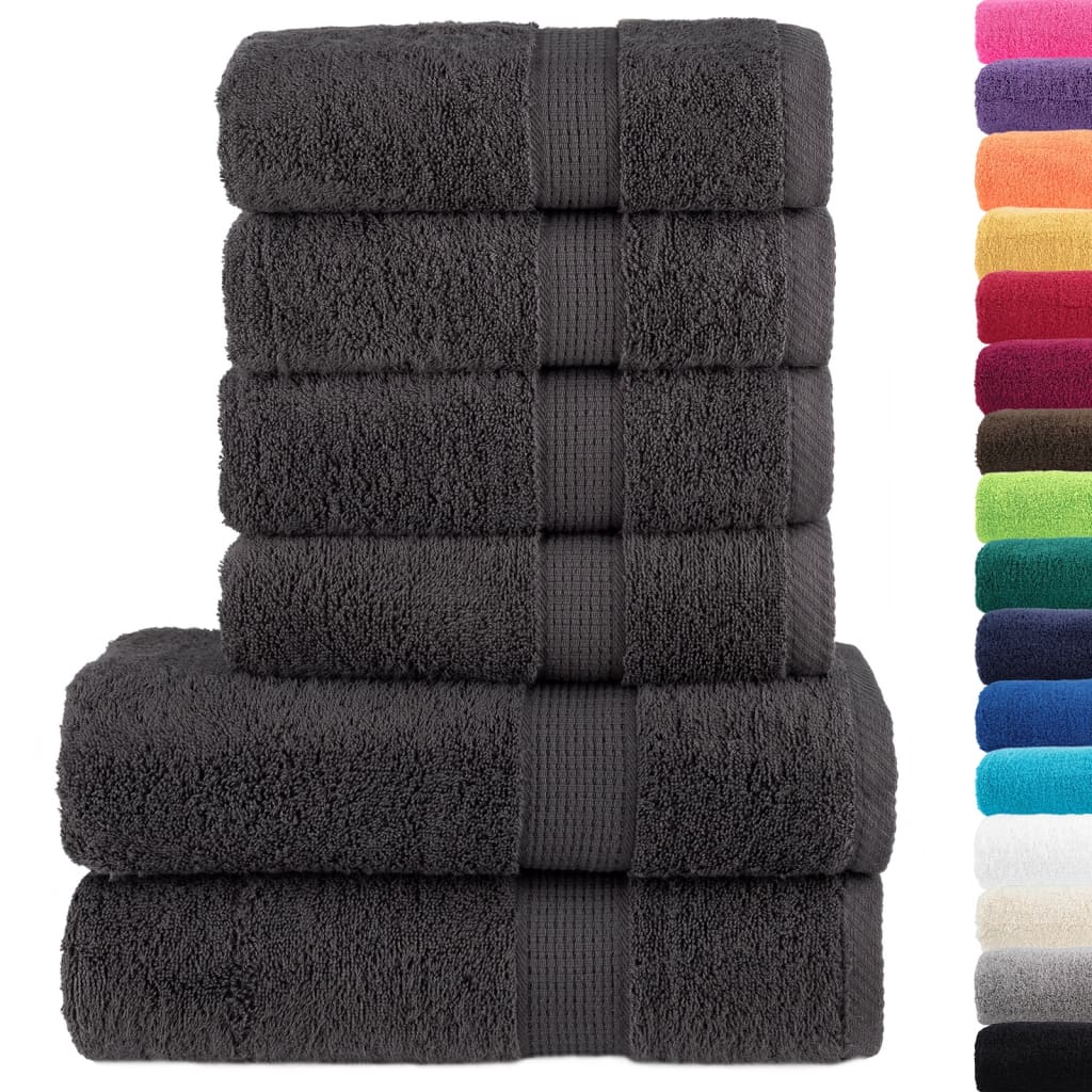 6 Piece Premium Towel Set Anthracite 600 gsm 100% Cotton