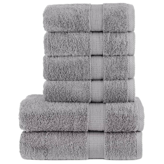 6 Piece Premium Towel Set SOLUND Grey 600 gsm