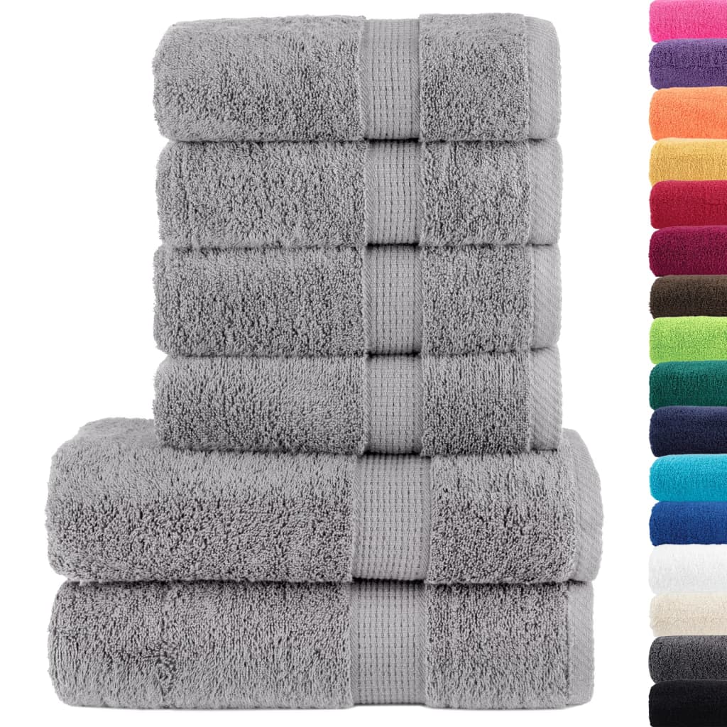 6 Piece Premium Towel Set SOLUND Grey 600 gsm