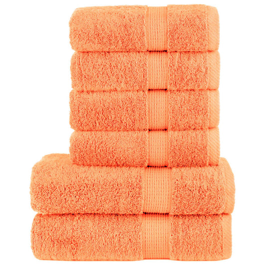 6 Piece Premium Towel Set SOLUND Orange 600 gsm