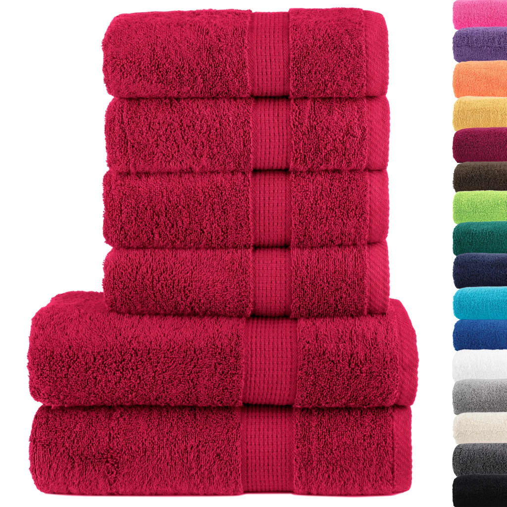 6 Piece Premium Towel Set Red 600 gsm 100% Cotton