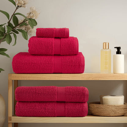 6 Piece Premium Towel Set Red 600 gsm 100% Cotton