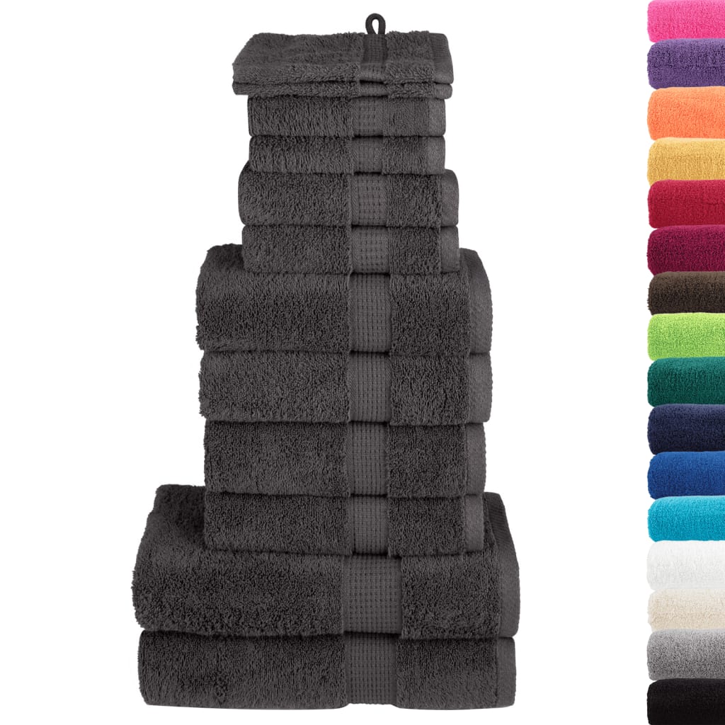 12 Piece Premium Towel Set Anthracite 600 gsm 100% Cotton