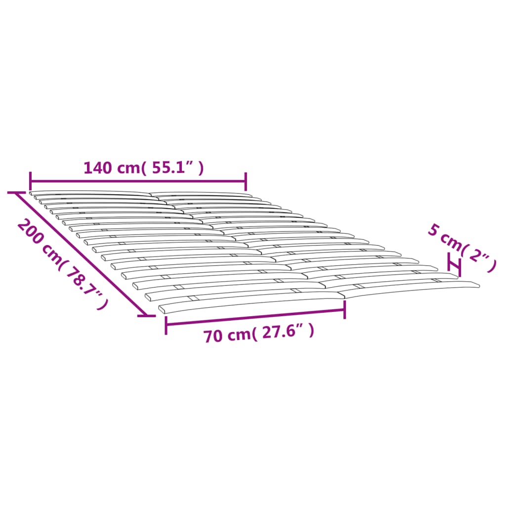 Slatted Bed Bases with 34 Slats 2 pcs 70x200 cm