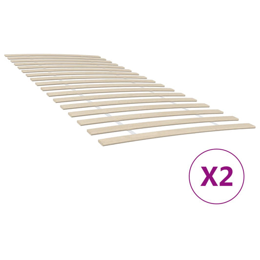 Slatted Bed Bases with 34 Slats 2 pcs 90x200 cm