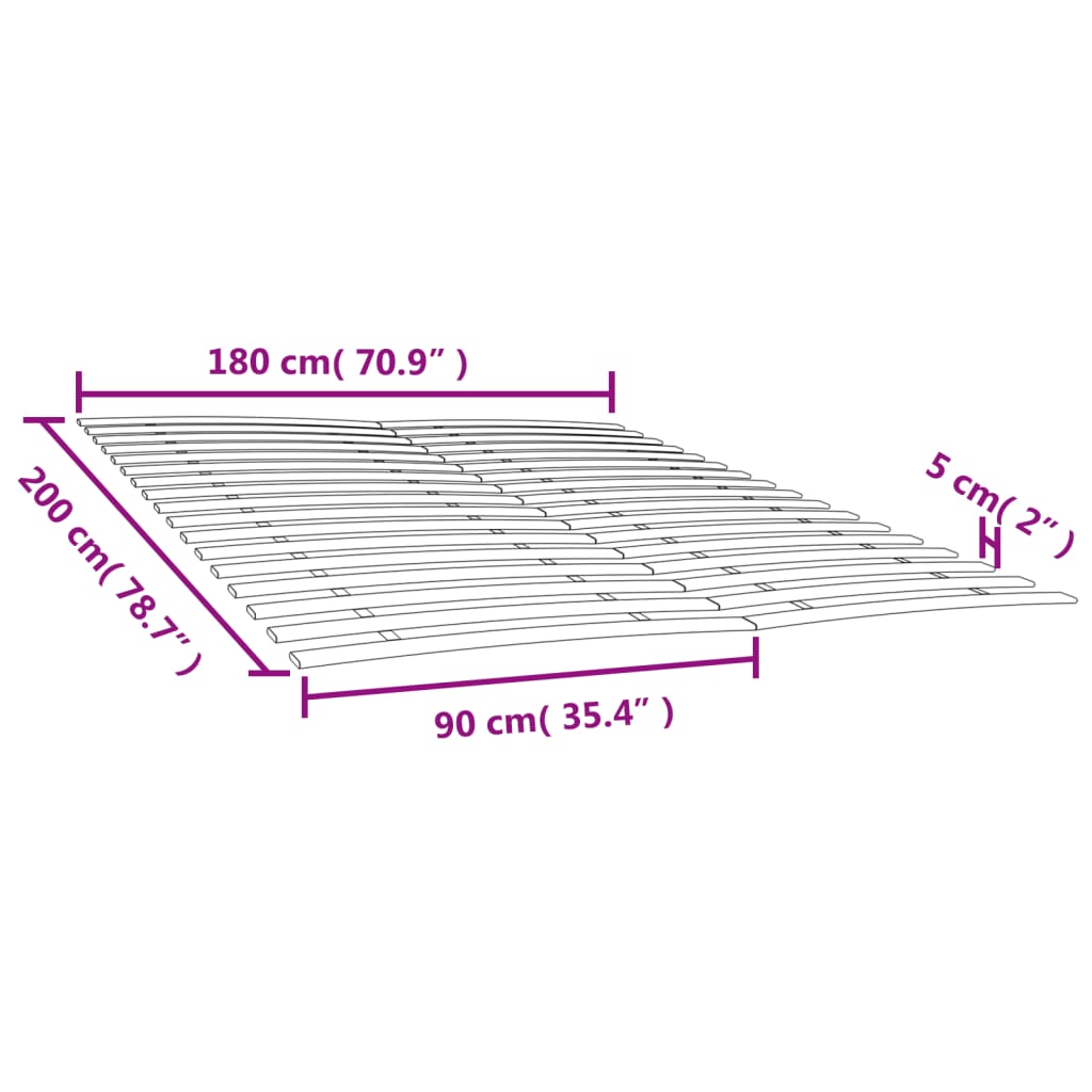 Slatted Bed Bases with 34 Slats 2 pcs 90x200 cm