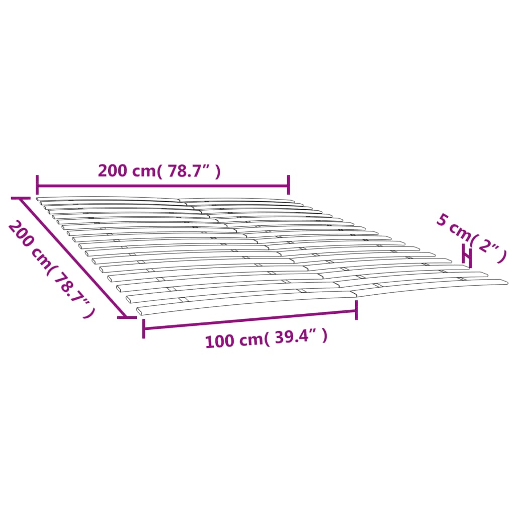 Slatted Bed Bases with 34 Slats 2 pcs 100x200 cm