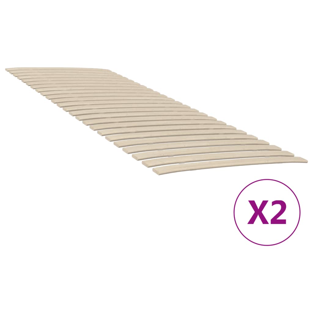 Slatted Bed Bases with 48 Slats 2 pcs 70x200 cm