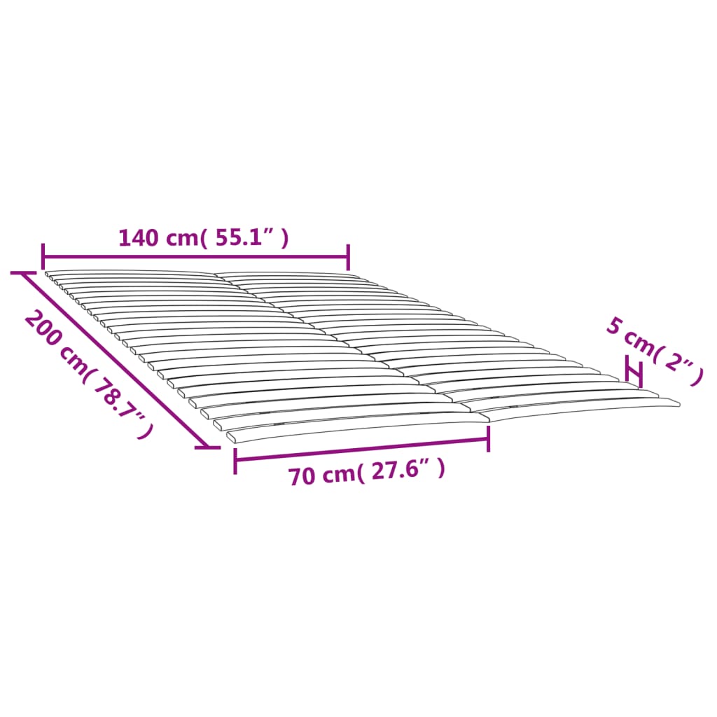 Slatted Bed Bases with 48 Slats 2 pcs 70x200 cm