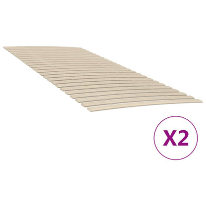 Slatted Bed Bases with 48 Slats 2 pcs 90x200 cm