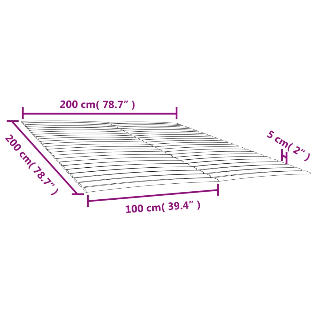 Slatted Bed Bases with 48 Slats 2 pcs 100x200 cm